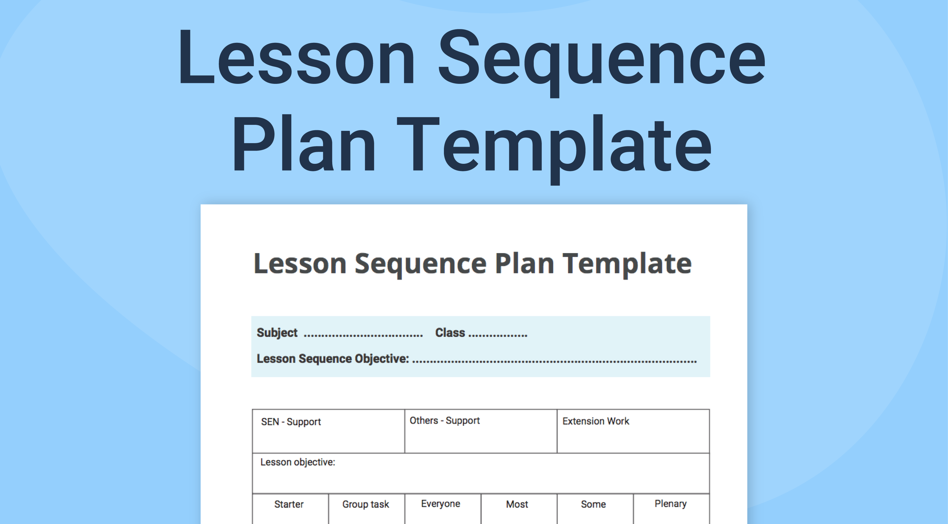 Lesson Sequence Plan Template From The Satchel Resource Centre